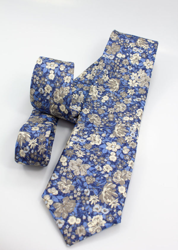 Floral Silk Tie - Navy